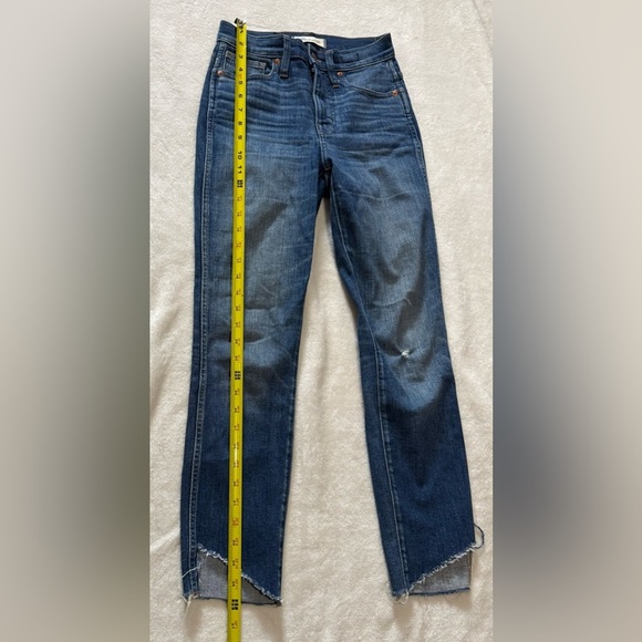 Madewell Blue Straight Leg Jeans with Distressed Look - Picture 2 of 9